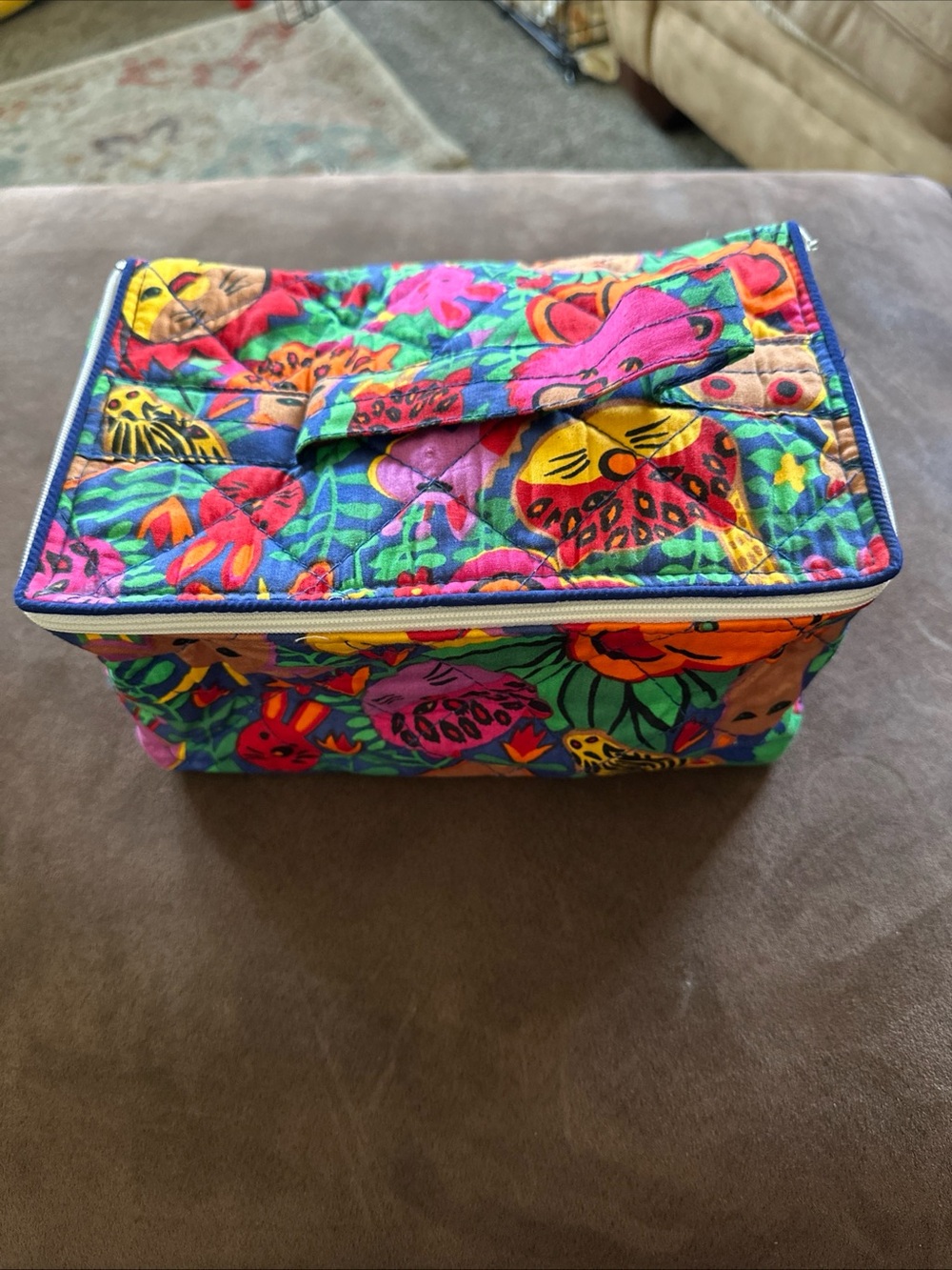 Vintage Karlou Animal Quilted Cosmetic Travel Bag Cottagecore Y2K 90s Retro Rare